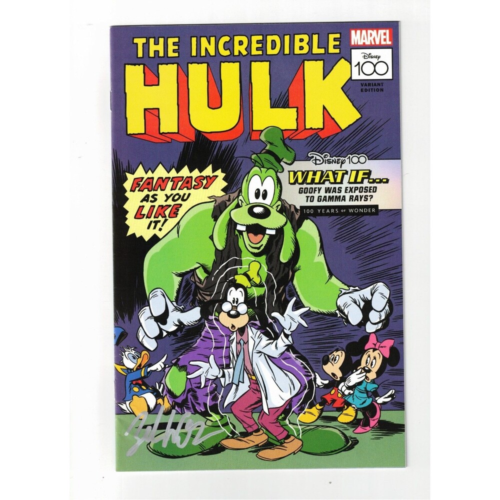 AMAZING SPIDER-MAN #21 VF/NM HULK 1 DISNEY 100 GOOFY SIGNED ZEB WELLS W/COA
